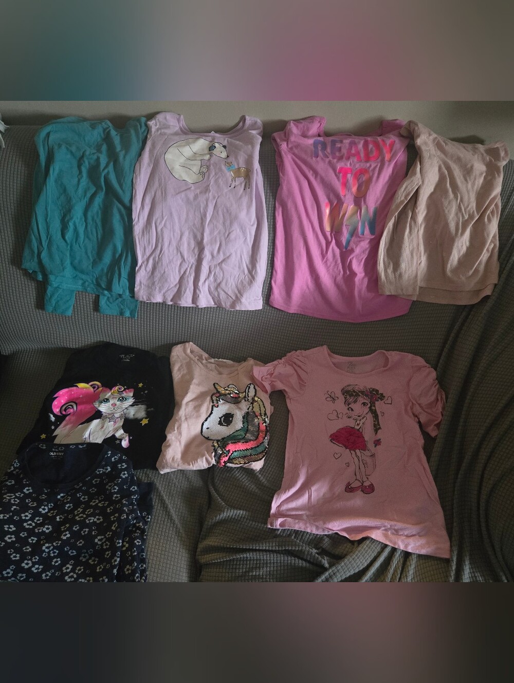 Kids Pink Unicorn & Animal Graphic Pajama Tops - Set of Assorted Pink Styles